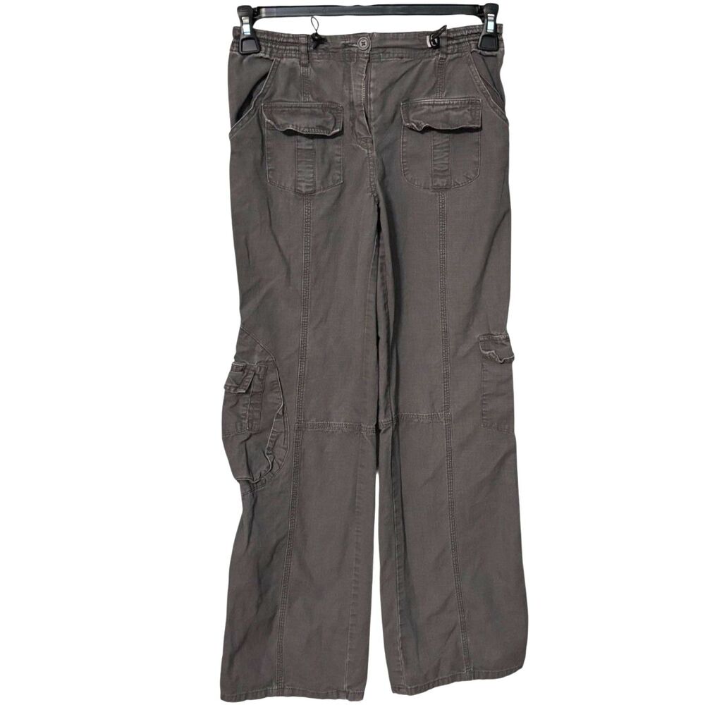 Brandy Melville Gray Cargo Pants Wide Leg Utility Cotton Drawstring Small